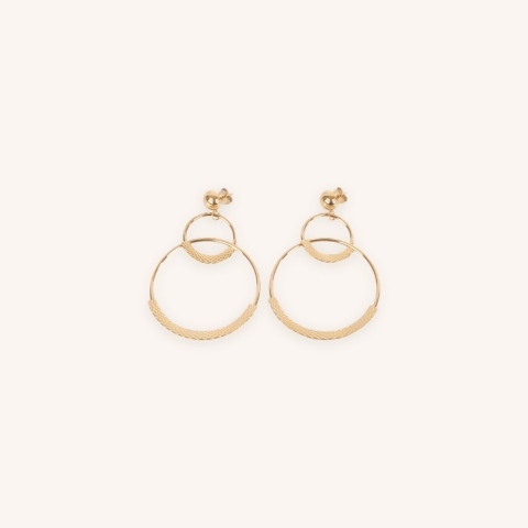 Boucles d'oreilles cercles écaillés acier or - Zag Bijoux