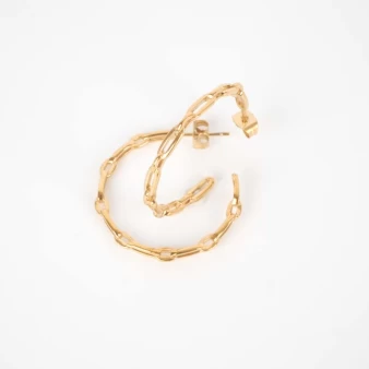 Gold steel link hoop earrings - Zag Bijoux