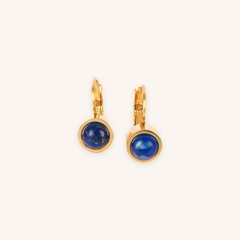 Blue steel gold sleeper earrings - Zag Bijoux