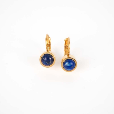 Boucles d'oreilles dormeuses bleues acier or - Zag Bijoux