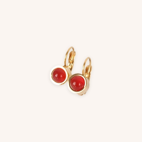 Red steel gold sleeper earrings - Zag Bijoux