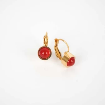Red steel gold sleeper earrings - Zag Bijoux