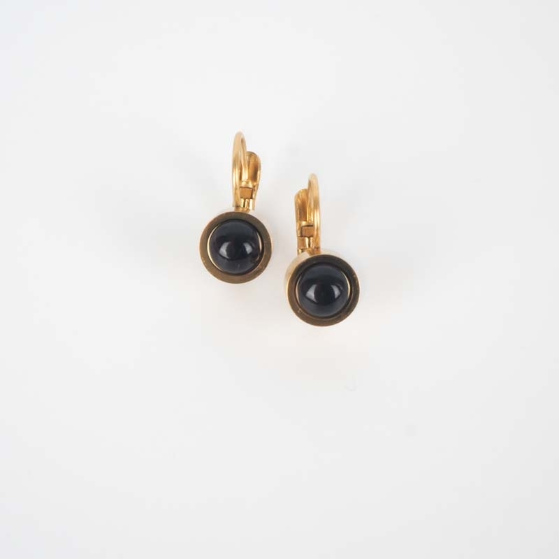 Black steel gold sleeper earrings - Zag Bijoux