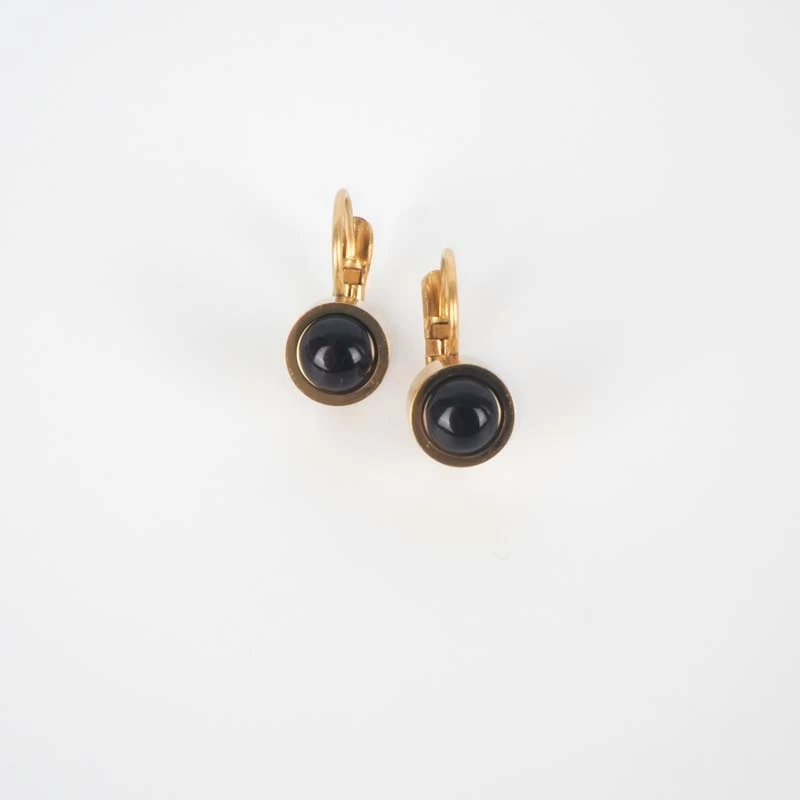 Boucles d'oreilles dormeuses noires acier or - Zag Bijoux Boucles d'oreilles dormeuses noires acier or - Zag Bijoux