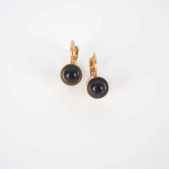 Black steel gold sleeper earrings - Zag Bijoux