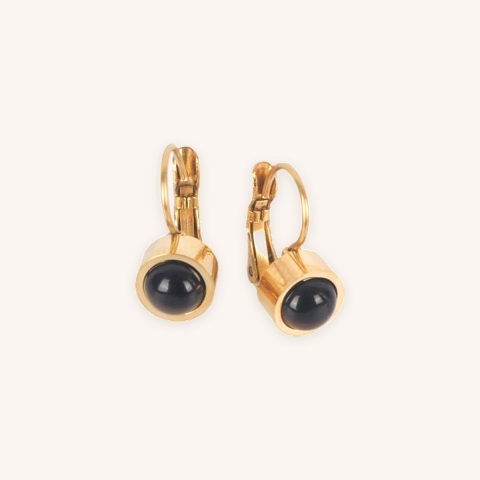 Black steel gold sleeper earrings - Zag Bijoux