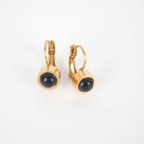 Boucles d'oreilles dormeuses noires acier or - Zag Bijoux