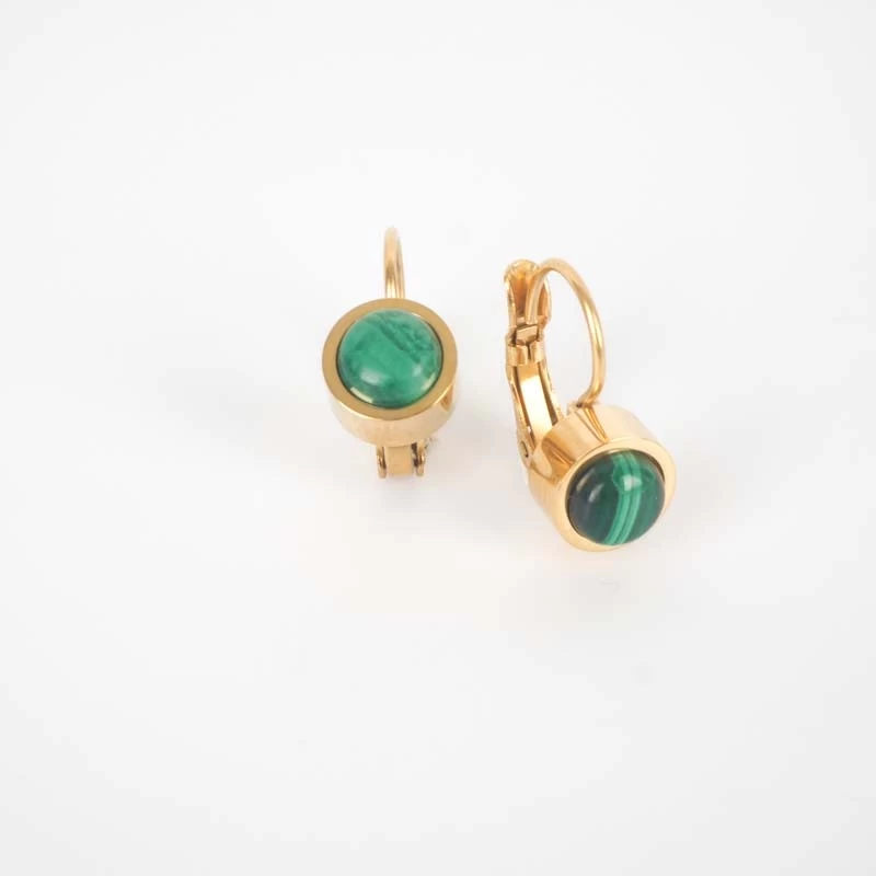 Green gold steel sleeper earrings - Zag Bijoux