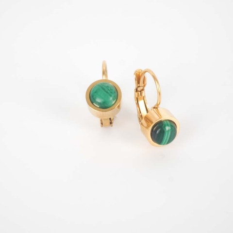 Boucles d'oreilles dormeuses vertes acier or - Zag Bijoux