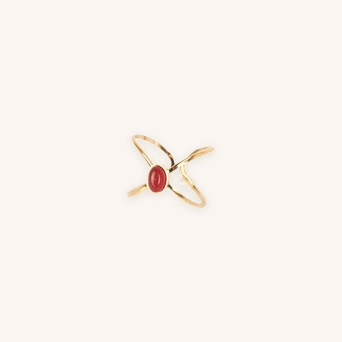 Bague étoile rouge acier or - Zag Bijoux