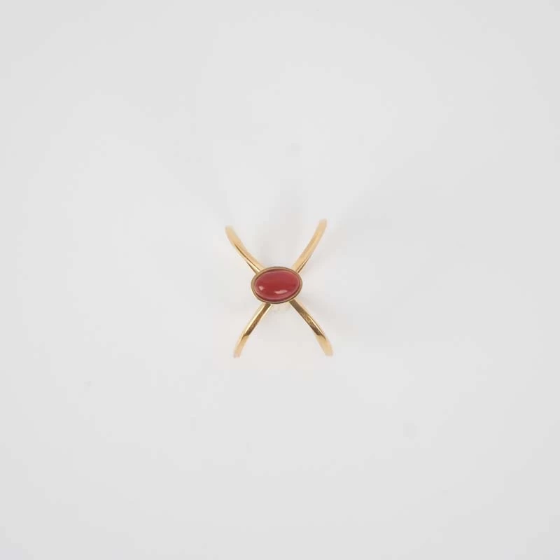 Bague étoile rouge acier or - Zag Bijoux Bague étoile rouge acier or - Zag Bijoux