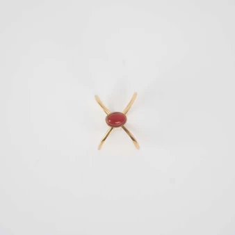 Red steel gold star ring - Zag Bijoux