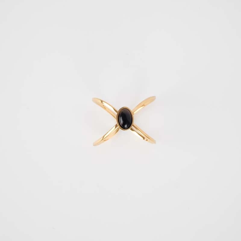 Bague étoile noire acier or - Zag Bijoux Bague étoile noire acier or - Zag Bijoux