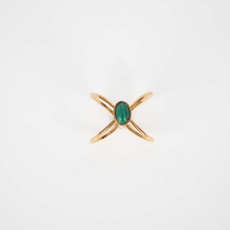 Green star ring in gold steel - Zag Bijoux