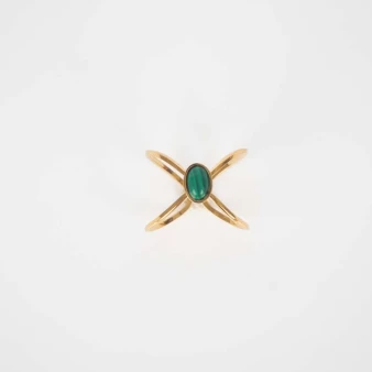 Green star ring in gold steel - Zag Bijoux