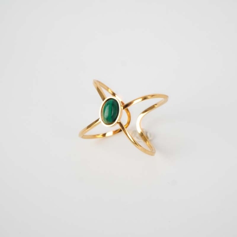 Bague étoile verte acier or - Zag Bijoux
