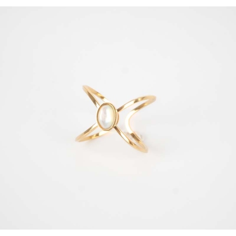 Bague étoile blanche acier or - Zag Bijoux