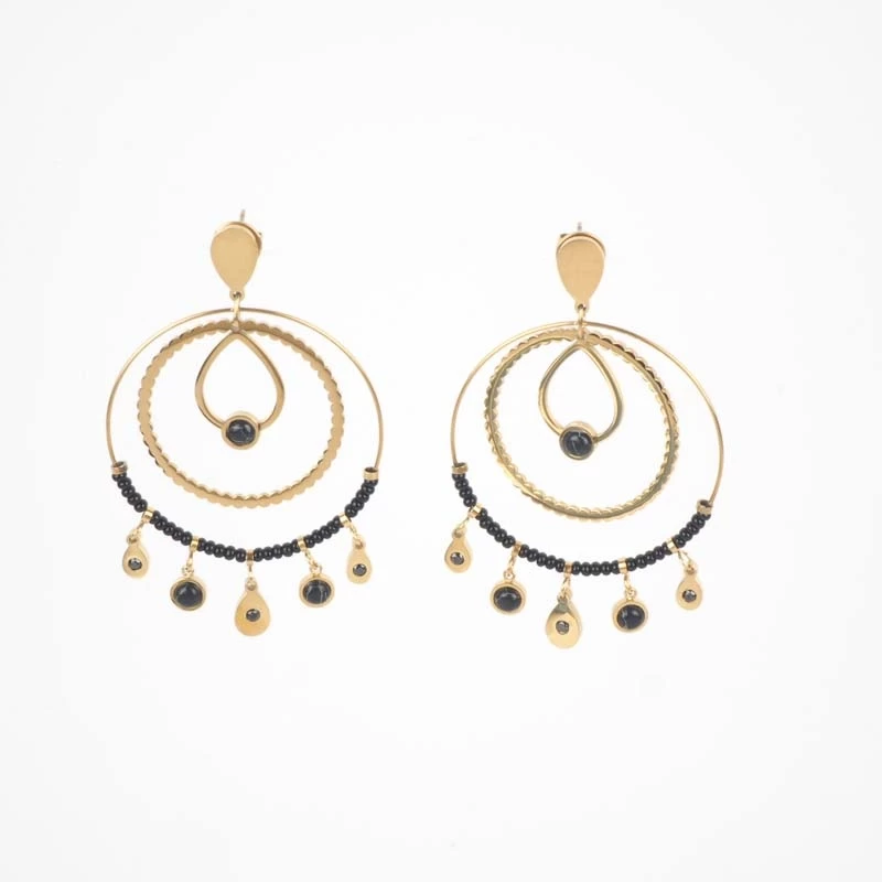 Black gold tassel earrings - Anartxy
