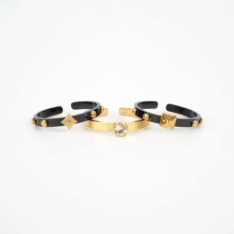 Black and gold trio ring - Anartxy