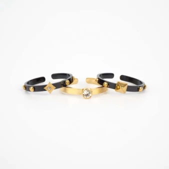 Black and gold trio ring - Anartxy