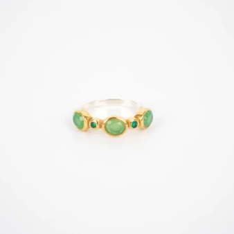 Green Goia ethnic ring in silver - Canyon