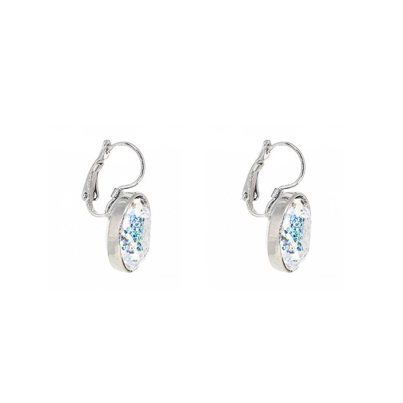 Oval crystal patina silver earrings - Bohm Paris