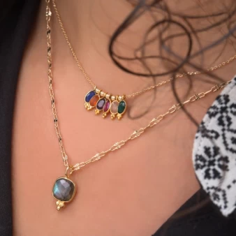 Soraya blue gold necklace - By164 Paris