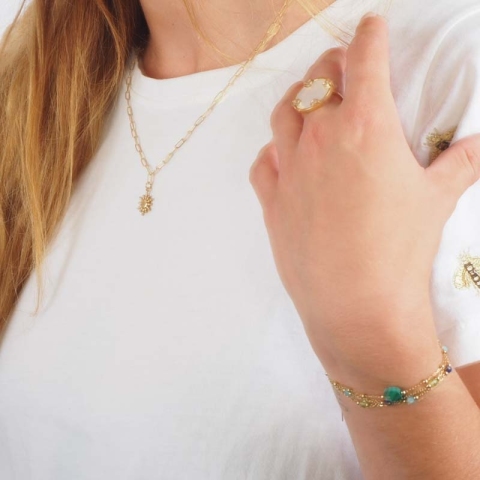Bracelet Anty vert acier or - Zag Bijoux