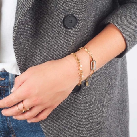 Bracelet Falls blanc acier or - Zag Bijoux