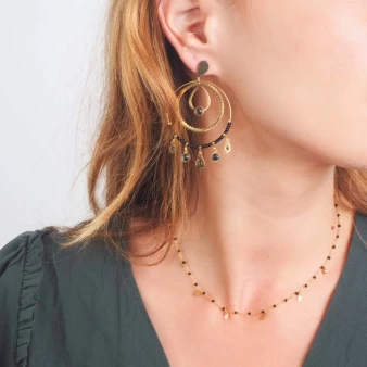 Black gold tassel earrings - Anartxy