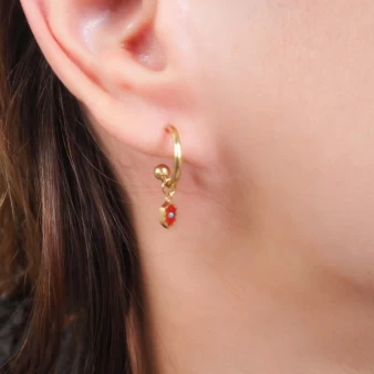 Boucles d'oreilles en céramique émaillée rouges - Anartxy
