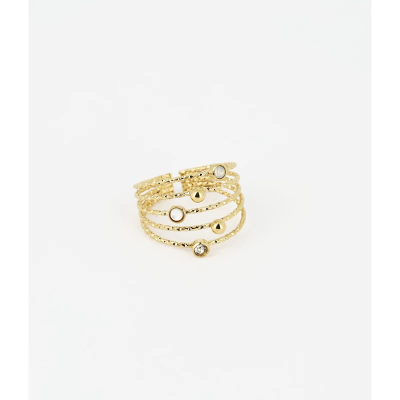 White agate stone ring in gold steel - Zag Bijoux