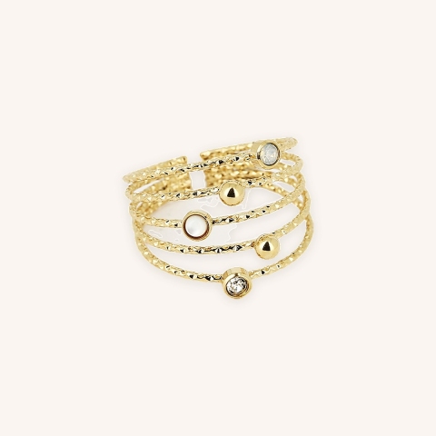 Bague Astar nacre en acier or - Zag Bijoux