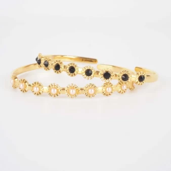 Black Marguerite bracelet - Bohm Paris