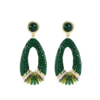 Green gem cocktail earrings - Barong Barong