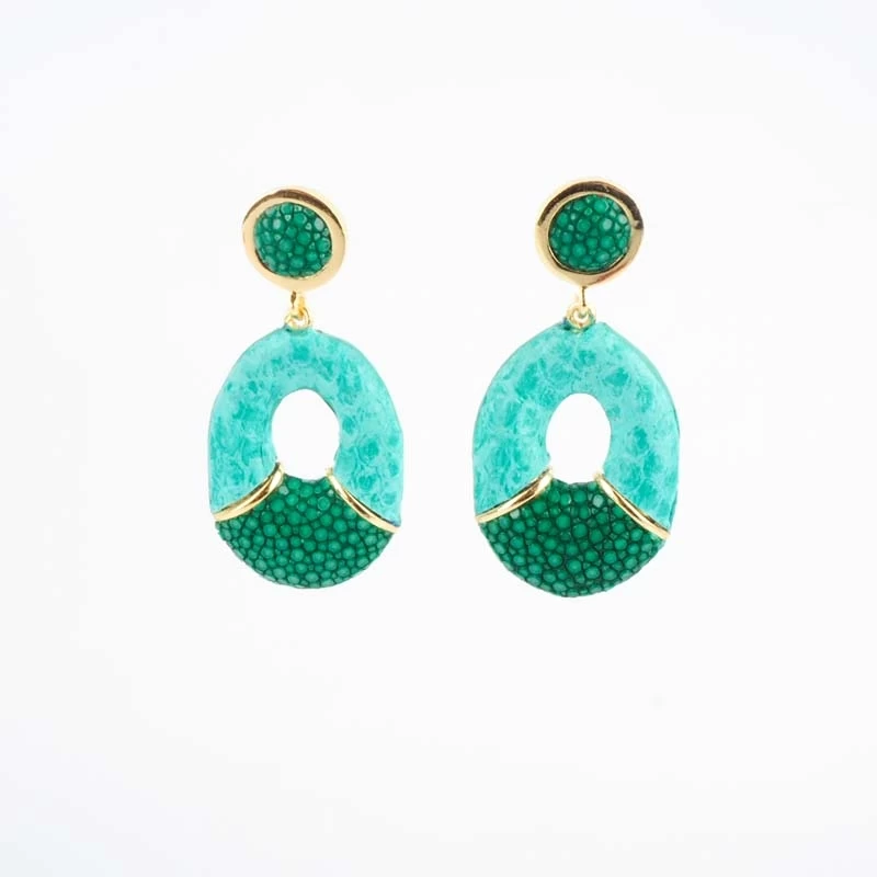 Cyan green cocktail saphira earrings - Barong Barong