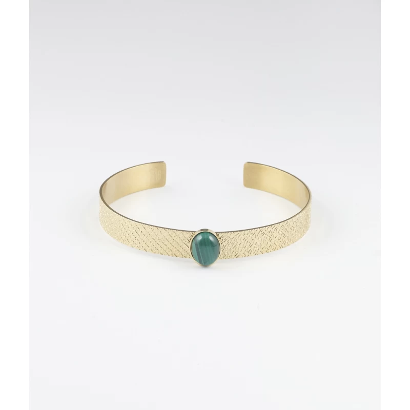 Malachite stone gold bangle bracelet - Zag Bijoux