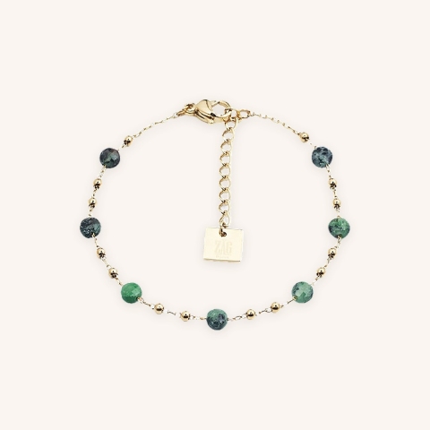 Malachite stone bead bracelet in gold steel - Zag Bijoux