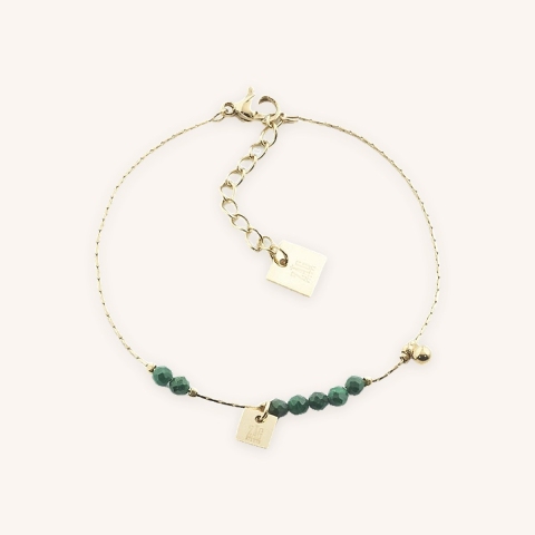 Bracelet stone malachite en acier or jaune - Zag Bijoux