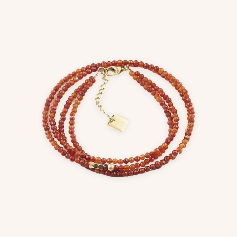 Bracelet multi-rangs cornaline en acier - Zag Bijoux