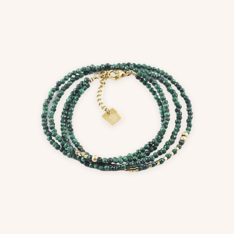 Multi-row malachite bracelet in steel - Zag Bijoux