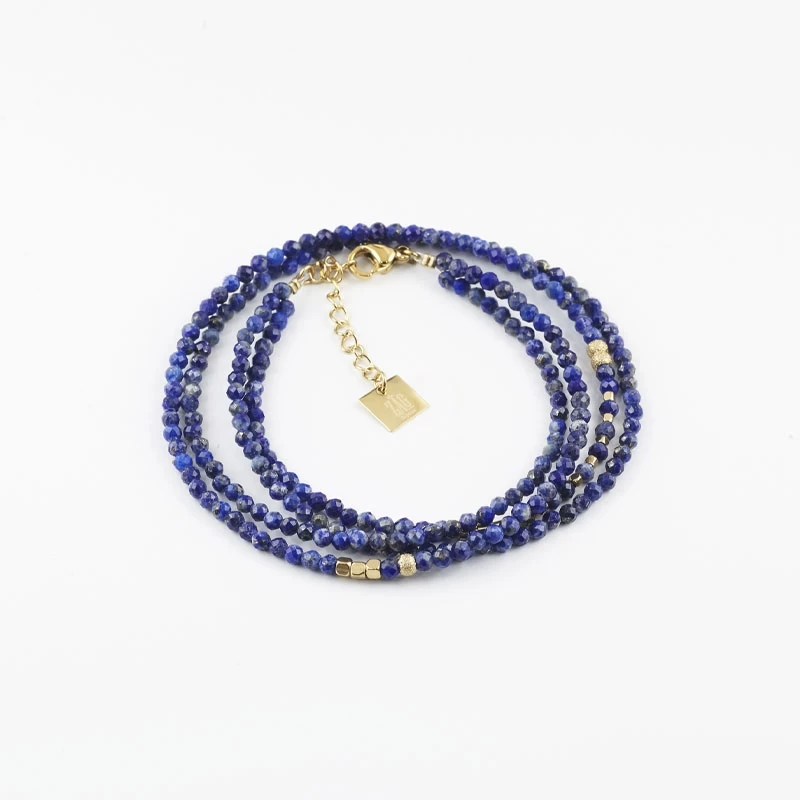 Bracelet multi-rangs lapis lazuli en acier - Zag Bijoux