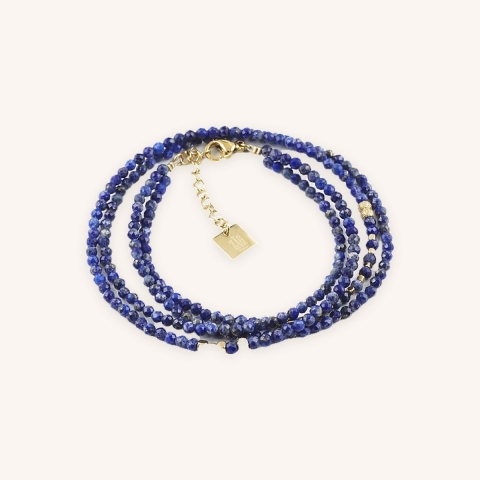 Bracelet multi-rangs lapis lazuli en acier - Zag Bijoux