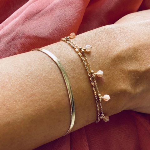 Bracelet perle héliolite en acier jaune  - Zag Bijoux