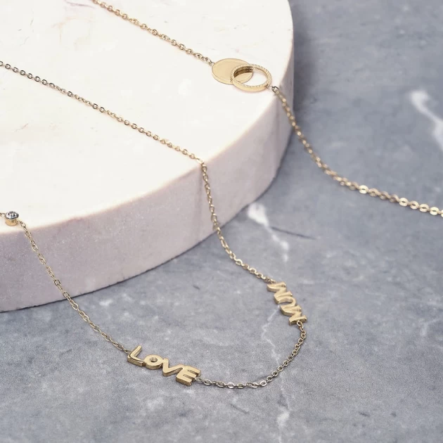 Gold steel love mum necklace - Zag Bijoux