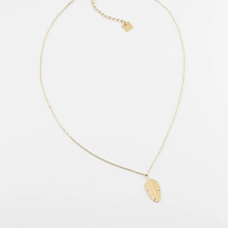 Plume tattoo gold necklace - Zag Bijoux