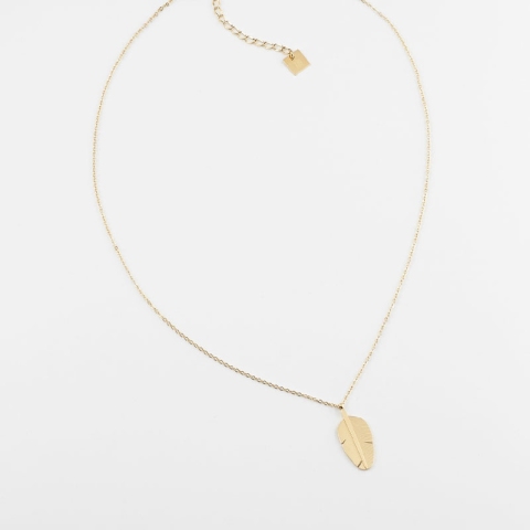 Collier plume Amazonia en acier jaune - Zag Bijoux