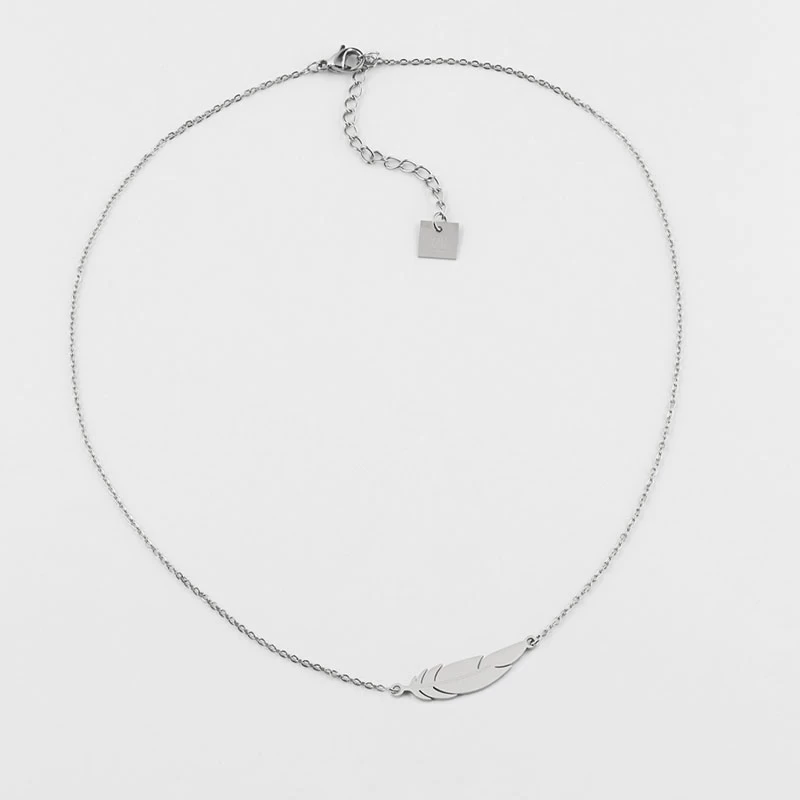 Feather silver necklace - Zag Bijoux
