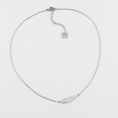 Collier plume en acier - Zag Bijoux