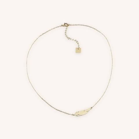 Yellow steel feather collar - Zag Bijoux